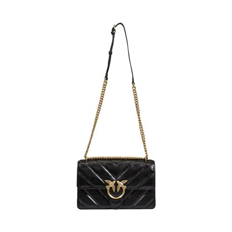 Pinko Sac love one classic bandoulière chevron brillant 100941 A1UR Z99Q noir, Noir