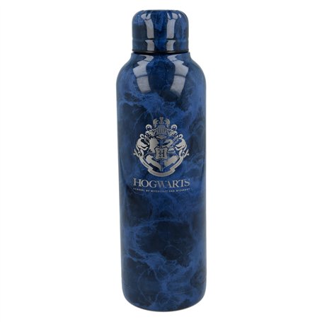 Stor - Bouteille réutilisable et transportable 515 ml - Acier inoxydable - Motif Poudlard - Bleu
