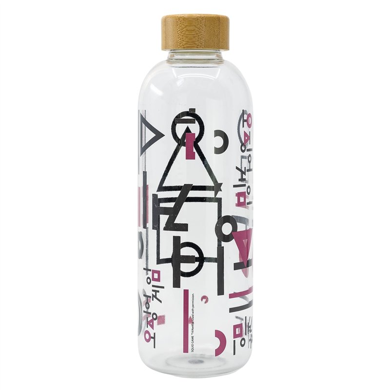 Image secondaire de Stor Squid Game - Grande Bouteille en Verre - Réutilisable Jeu du Calamar - Bouteille transportable 1030 ML - Couvercle en Bambo