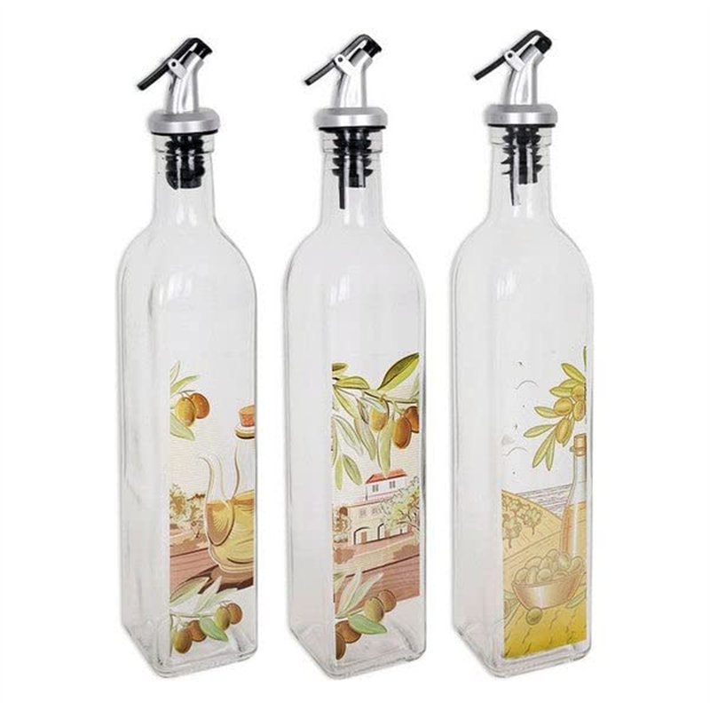 Bigbuy Cooking S2207222 Huilier verre avec bouchon doseur, 500 ml, verre