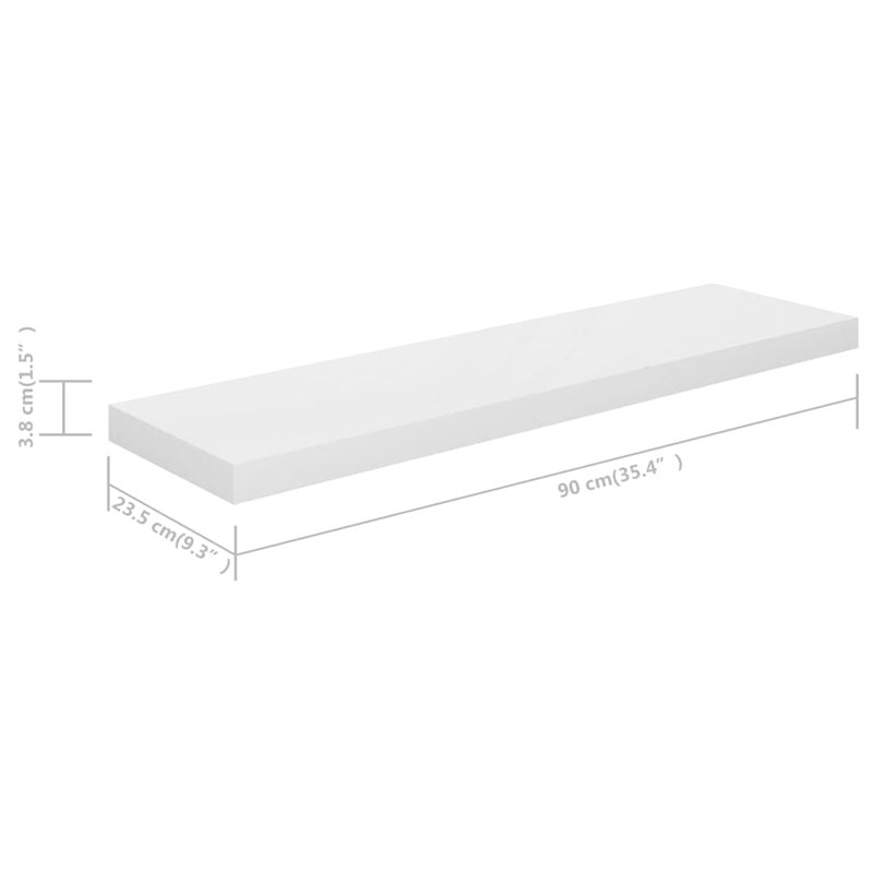 Image secondaire de VidaXL Étagère murale flottante Blanc brillant 90x23,5x3,8 cm MDF