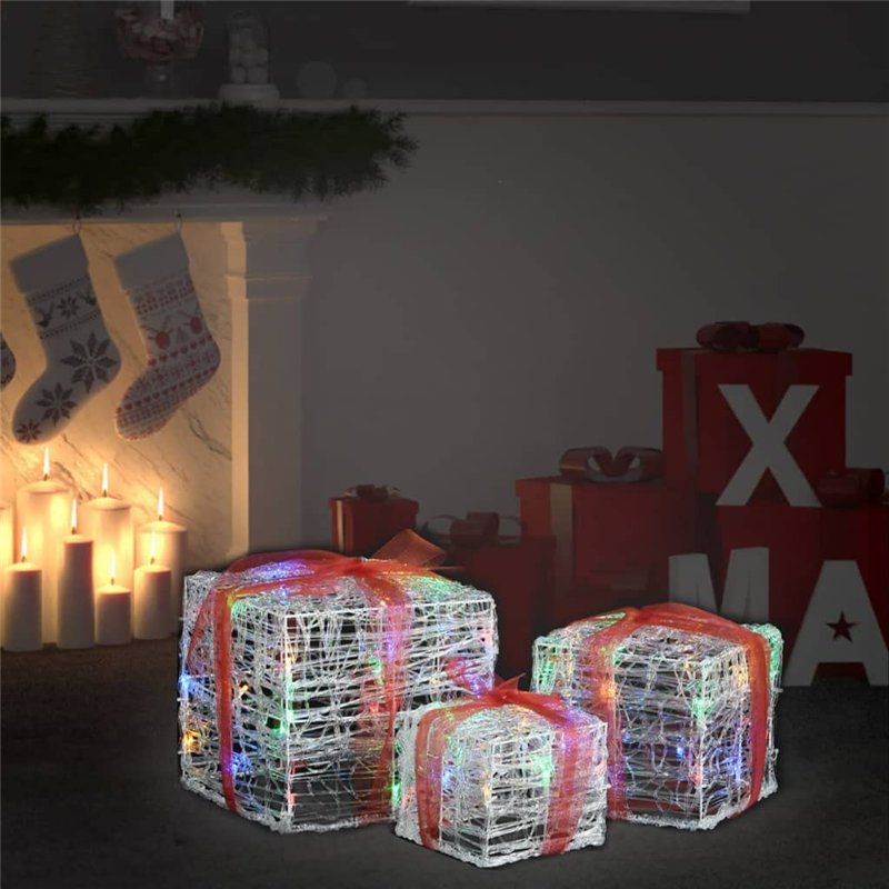 Boîtes-cadeaux de Noël décoratives 3 pcs Acrylique colorées