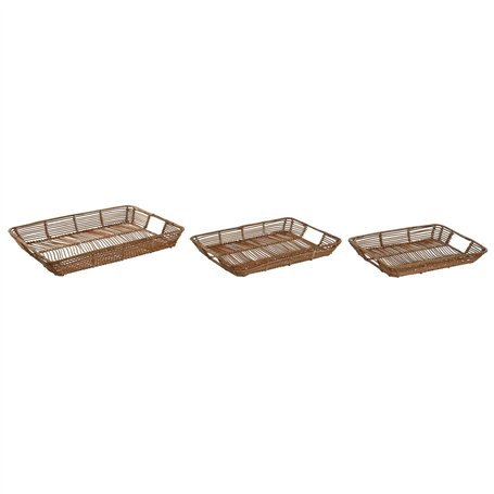 Jeux de plateaux Home ESPRIT Naturel Tropical 44 x 32 x 6 cm (3 Unités)