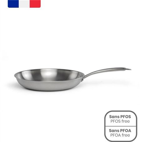 Brigade - Poele en acier inoxydable 20 cm - LIVOO - MEP157 - Acier inoxydable Triply - Tous feux dont induction - Made in France