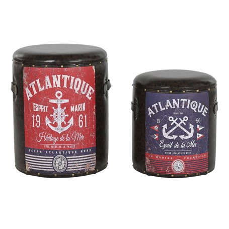 Set de boîtes décoratives Home ESPRIT Marron Multicouleur Polyuréthane Métal Vintage