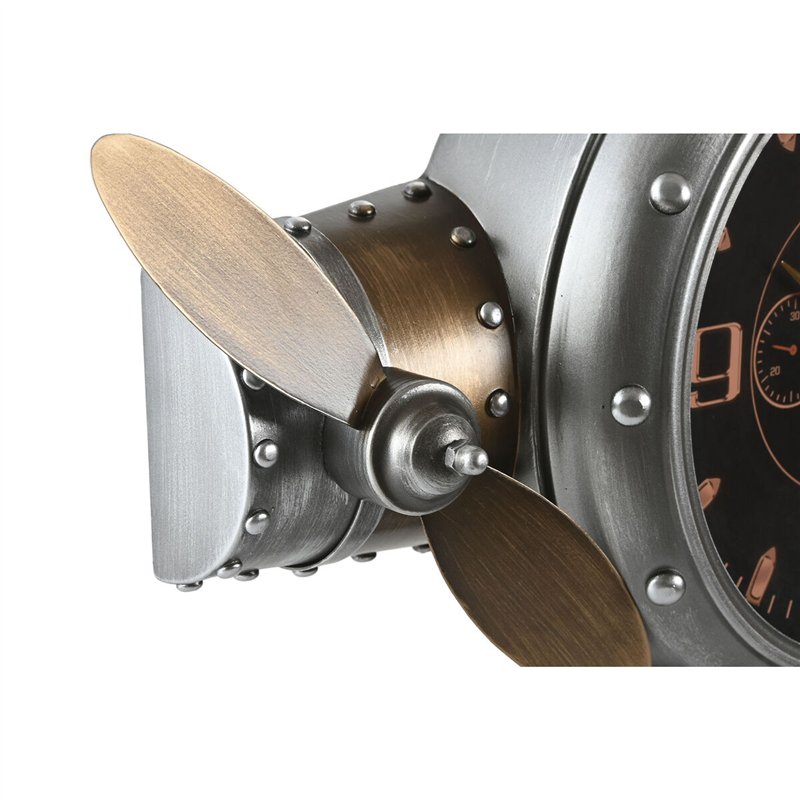 Image secondaire de Horloge Murale Home ESPRIT Doré Argenté Métal Avion Vintage 50 x 10,5 x 49,5 cm