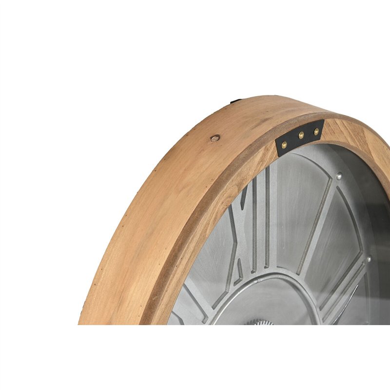 Image secondaire de Horloge Murale Home ESPRIT Argenté Naturel Métal Verre Bois de pin 50 x 8 x 68 cm