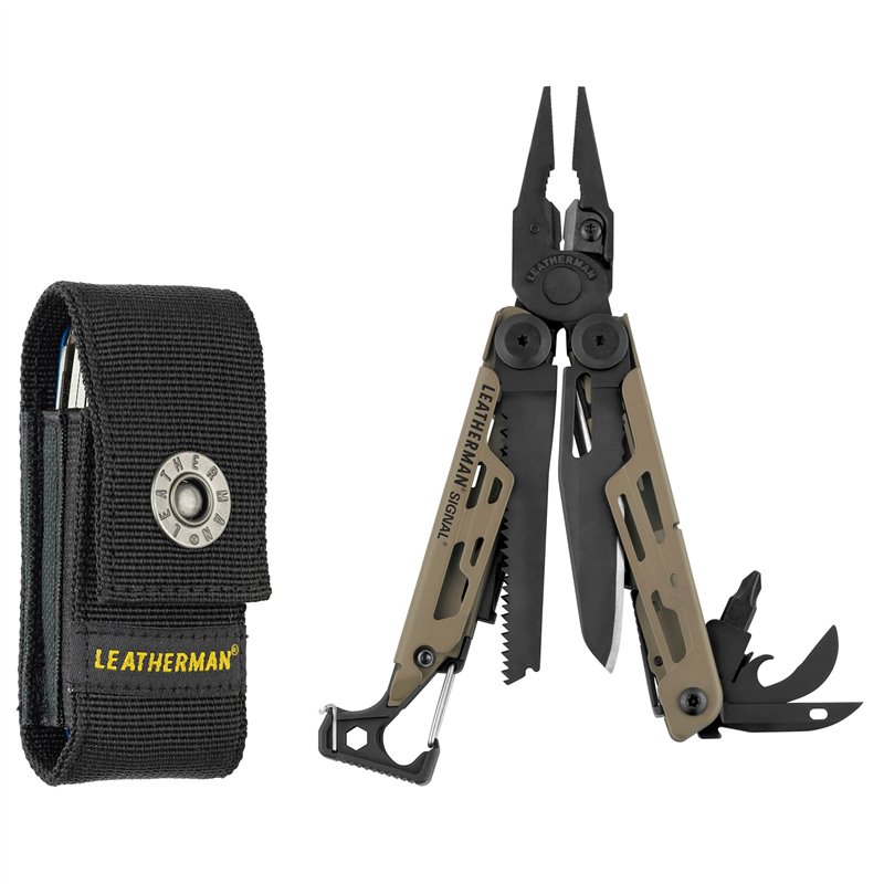Leatherman Signal - Pince multifonctions conçue pour l’aventure, avec 19 outils dont un allume-feu, un marteau, un sifflet d'urgence