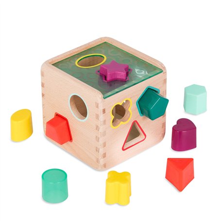 B. Toys - Wonder Cube - Jouet de développement en Bois - trieur de Formes - 9 Formes colorées - Jouet éducatif pour Les Tout-Pet