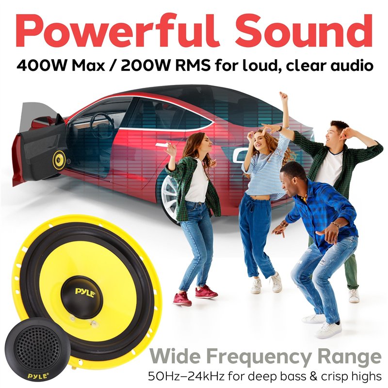 Image secondaire de Pyle Caisson de Basse Voiture- Système Composant Personnalisé 2 Voies PLG6C 16,5 cm 400W- Haut-Parleur Voiture- Subwoofer