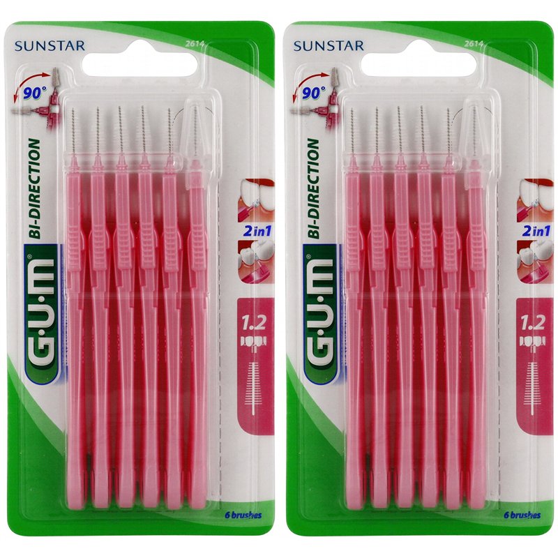 Gum 2614 - Proxabrush Bidirection 1,2 Brosse interdentaire - Lot de 2