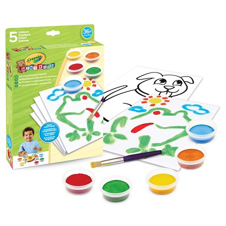 CRAYOLA - Mini Kids - Set de Gouaches Lavables Semi-Solide - Anti-goutte - Assortiment de 5 couleur - Multicolore - 3+ - 81-1483