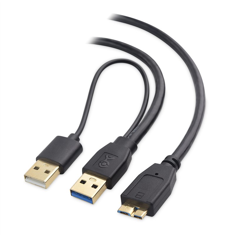 Cable Matters Câble séparateur Micro USB 3.0 vers USB (d'alimentation en Y micro USB 3.0, câble USB en Y, câble USB en Y) 0,5m