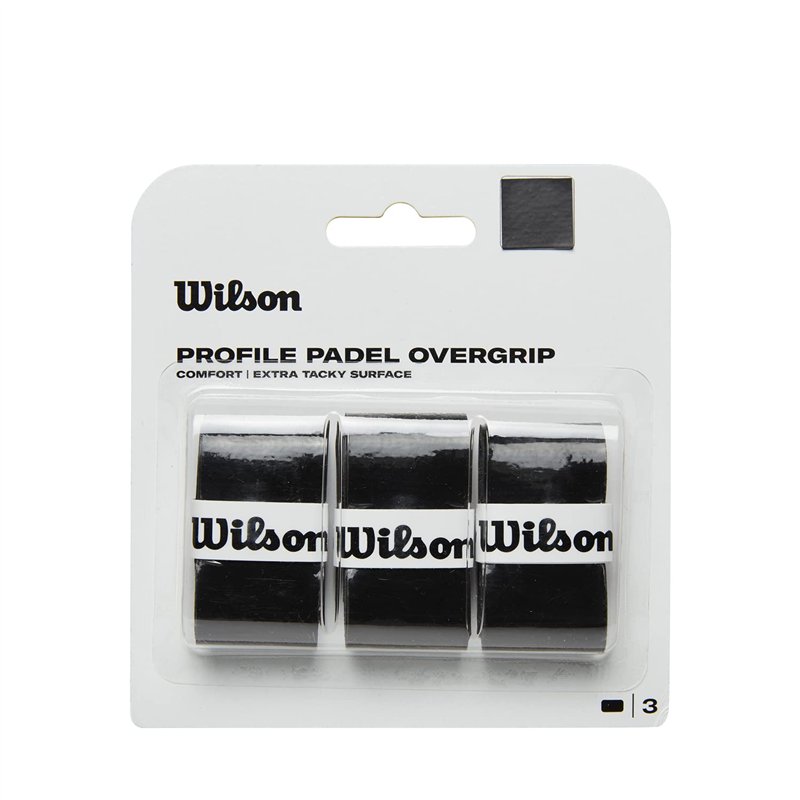 Wilson Profile OVERGRIP Grip de Padel Unisex-Adult, Black, 3 Pack