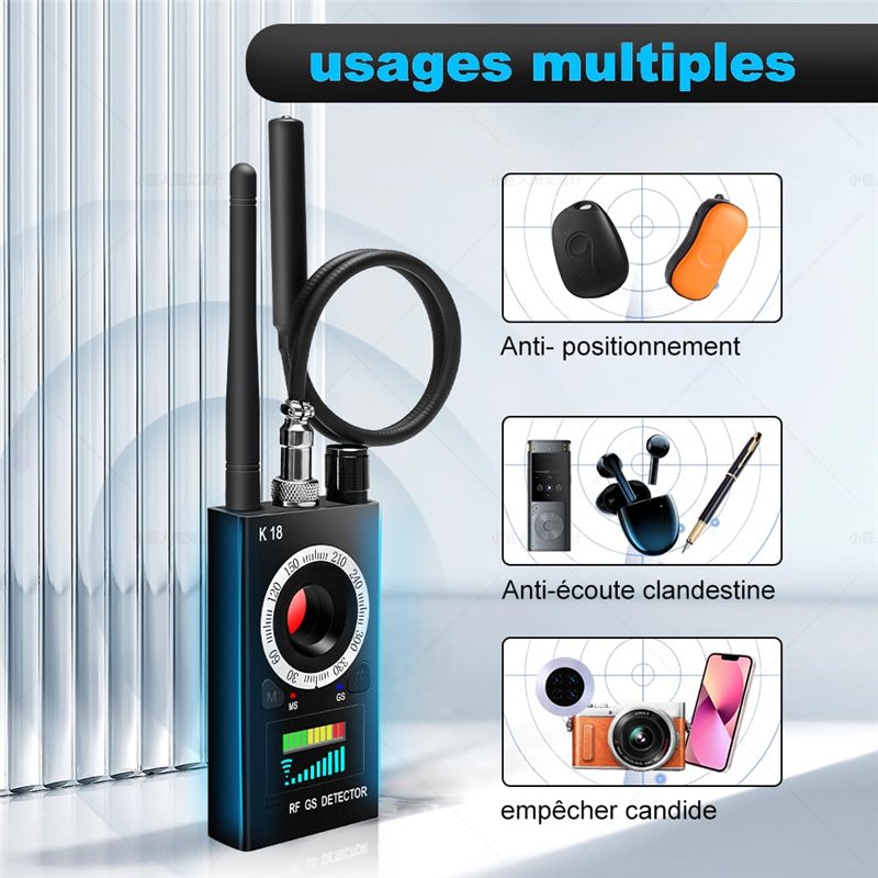 Image secondaire de Anti-Espion Bug Détecteur, Détecteur RF sans Fil pour caméra dissimulée, GSM ÉCoute Device Finder Radar Radio Scanner Signal san