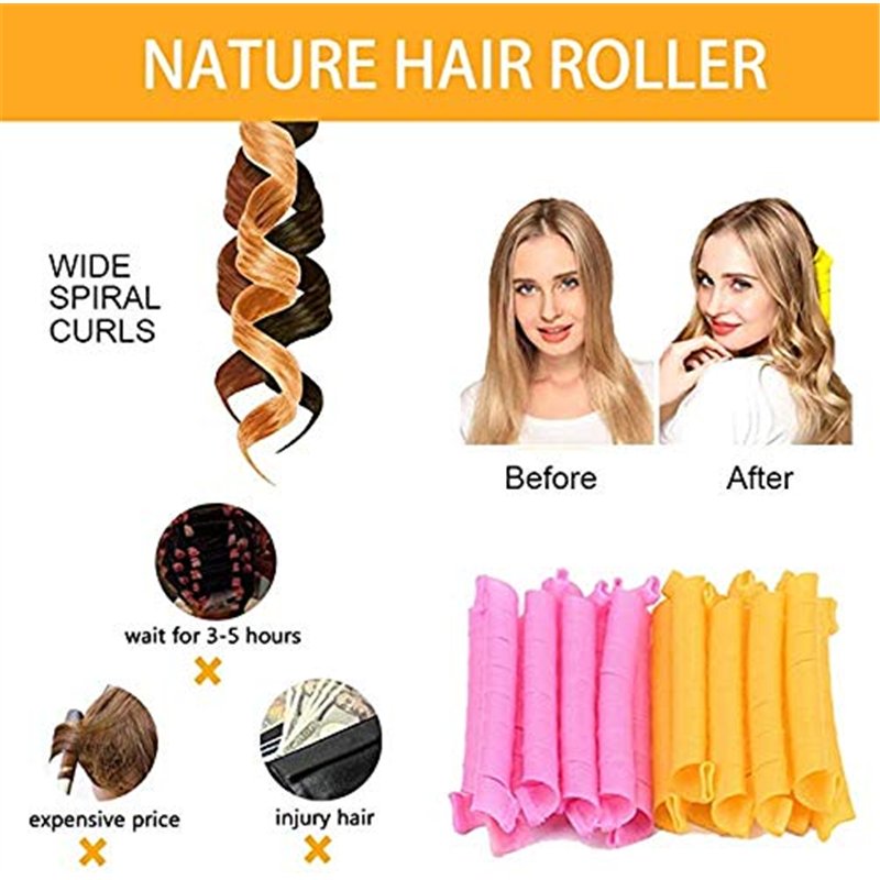 Image secondaire de TX 18pcs bigoudis pour cheveux magiques, bigoudis en spirale avec Crochets, Coiffage spirale magique Kit de coiffure pour femme