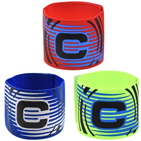 wangjiangda Football Captain Bandes Lot de 3 Couleurs Brassard de Capitaine de Football Brassard Élastique Standard C Flexible T