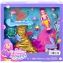 Barbie Coffret Barbie Mermaid Power avec Poupée Chelsea Sirène, 4 Figurines d’Animaux, 1 Espace de Jeu Récif Corallien et Access