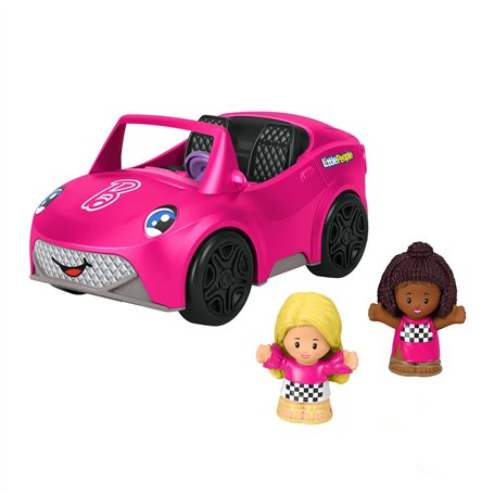 Fisher-Price Coffret Little People Cabriolet de Barbie avec 1 véhicule sonore à Pousser et 2 Figurines