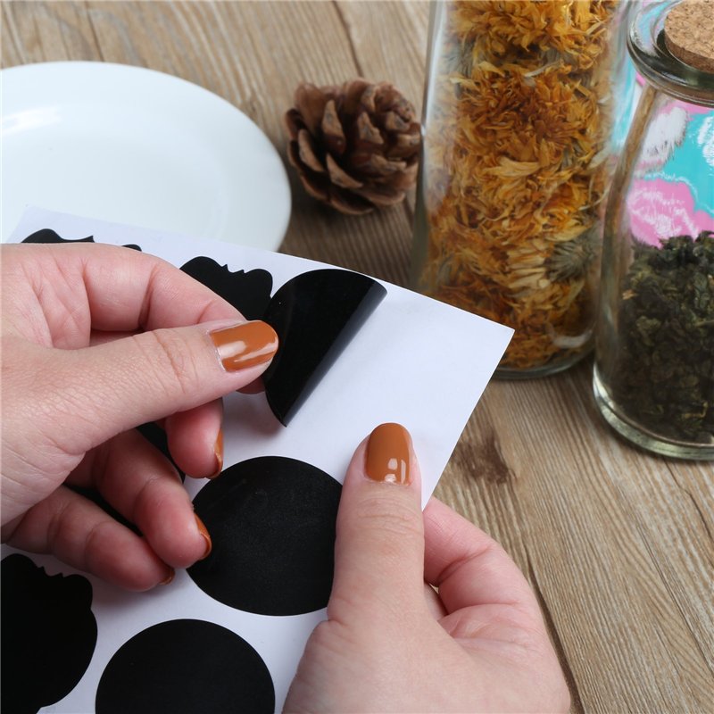 Image secondaire de Kesote 128 Pcs Etiquettes Autocollantes Bocaux Noir +2 Marqueurs de Craie Effaçables pour Les Bouteilles en Verre