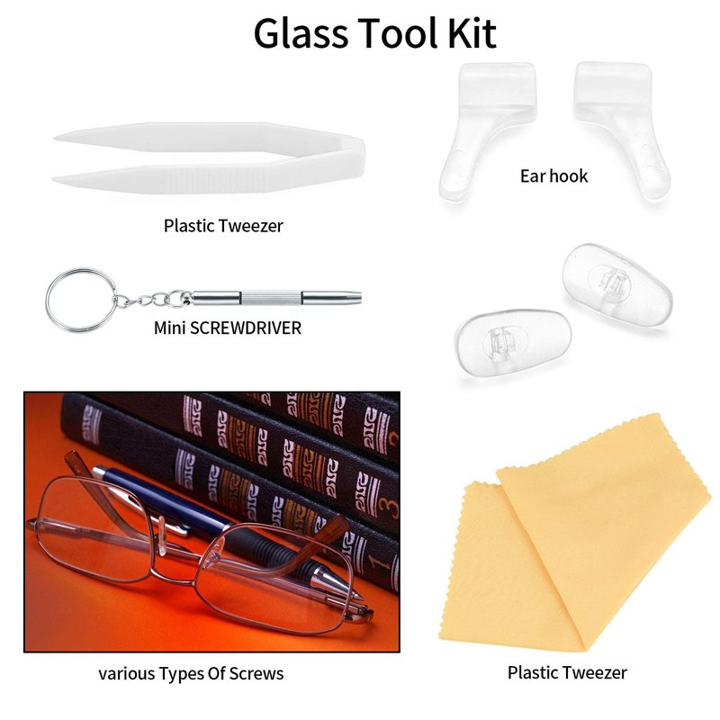 Image secondaire de 500 Pièces Ensemble Outils de Réparation de Lunettes, avec Petits écrous à Vis, Plaquettes Nasales en Silicone, Pince à épiler, 