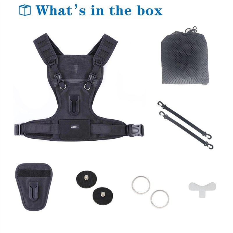 Image secondaire de Nicama NC-VEST Harnais de transport Photographe sangle de poitrine corps élastique réglable pour 2 Appareils Photos Noir Canon N