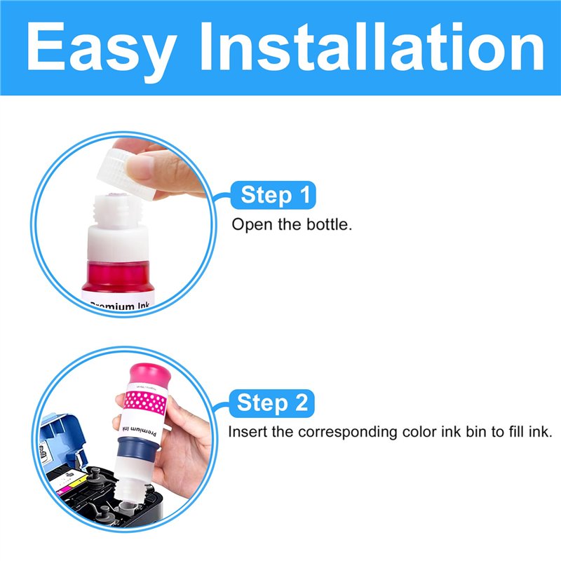 Image secondaire de LCL Imprimante Bouteille d'encre Compatible GI-50 GI-50C GI-50M GI-50Y 3403C001 3404C001 3405C001 (1Cyan 1Magenta 1Jaune) Rempla