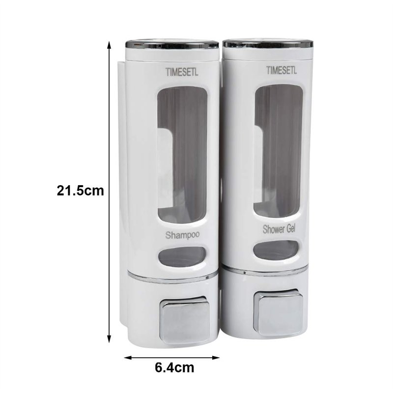 Image secondaire de Distributeur Savon Mural 400MLX 2 TIMESETL Distributeur Shampoing et Gel Douche Distributeur Savon Douche Double Distributeur de