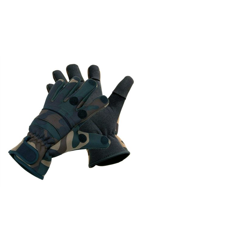 STMK Gants thermiques camouflage en néoprène pour pêche à la pêche et les loisirs Taille XL 3 doigts rabattables