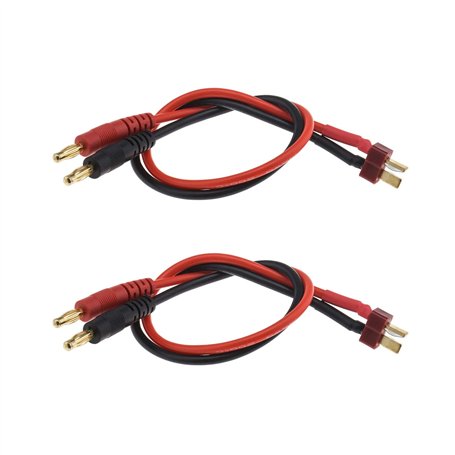 be in your mind 2pcs Câble de Chargeur Banane T-Plug à 4mm Compatible pour Chargement de Batterie RC Lipo - 12 Pouces (14AWG)