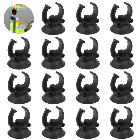 Fulushou Ventouse Aquarium 24 Pièces Ventouse Aquarium Support Clips pour Chauffage Ventouse Aquarium Plastique Noir pour Tube d