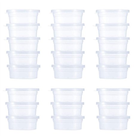 24 pièces boîtes de rangement pour slime en plastique transparent anti-fuite en mousse de boule de stockage de tasses de stockag
