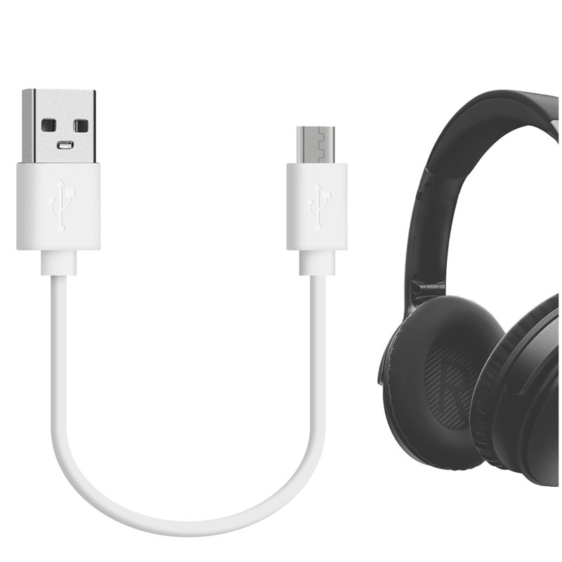 Geekria QuickFit Câble de Charge Micro-USB pour Casque Bose QC35, SoundLink, Solo2.0, Solo3, Sony MDR-XB950BT et Plus Blanc Prod