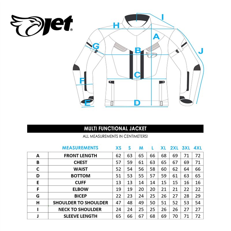 Image secondaire de JET Blouson moto imperméable avec armure veste moto multi fonctionnel textile (Noir, 2XL (EU 54-56))