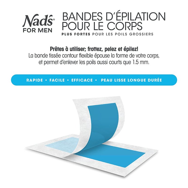 Image secondaire de Nad’s For Men - 20 Bandes de Cire Froide, Le Corps Épilation à La Cire Pour Hommes, Cire Epilation Homme, Trousse 20 Bandes D'ép