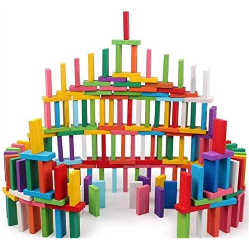 YIQI Ensemble de Blocs de Dominos en Bois coloré 120pcs, Jeu de Jeu éducatif pour Enfants