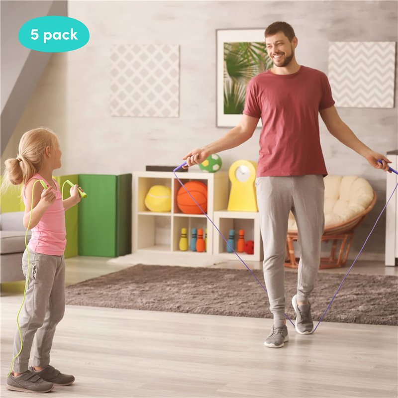 Image secondaire de THE TWIDDLERS 5 Cordes à Sauter Réglables Colorées pour Enfants, Garçons & Filles (Couleurs Pastel) - Fitness, Jeu, Entraînement