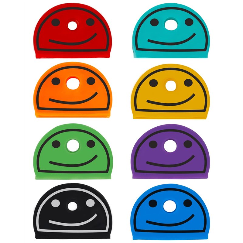 Uniclife 24 PCS 2.5 cm Couvre Clef de Capuchon Clé Identificateurs de Clés à Visage Souriant Marqueurs pour Clés Standard Plates