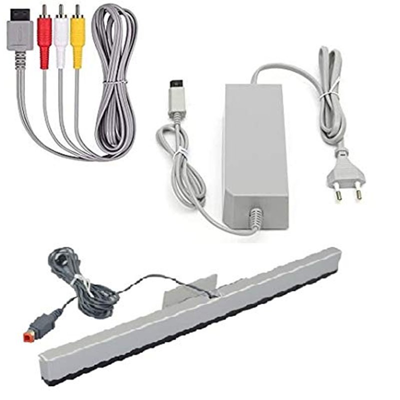 DARLINGTON & Sohns Kit de câbles pour Nintendo Wii, avec câble de charge, bloc d'alimentation et câble TV péritel, barre de capt