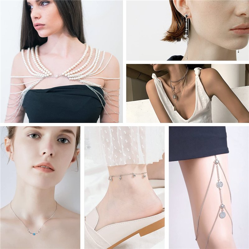 Image secondaire de TEEUCNY Maillons de Chaîne pour la Fabrication de Bijoux DIY, 12 M Acier inoxydable Argenté Chaîne de câble de liaison, 60 Annea