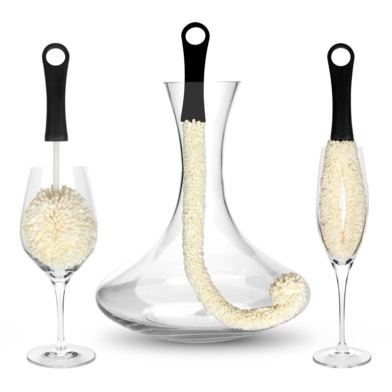 Bar Amigos Goupillon carafe à vin Lot de 3 Brosse pour Vases et Verres Verrerie carafe à décanterverre brosse de nettoyage pour