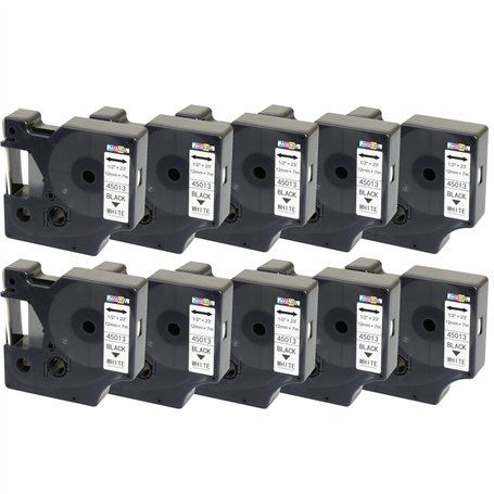 10 Compatibles Rubans d'étiquettes D1 45013 S0720530 noir sur blanc 12mm x 7m pour DYMO LabelManager LM 160 210D 220P 260P 280 3