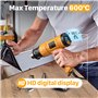 SEEKONE Décapeur Thermique Professionnel 2000W 50℃ - 600℃ avec Grand Écran LCD Numérique Kit de Pistolet à Air Chaud Contrôle de