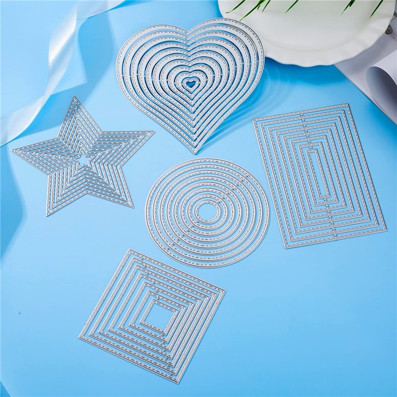 Image secondaire de 5 pièces Gabarit de poinçonnage matrice de découpe kit géométrique matrices de découpe carré rectangulaire cercle étoile cadre c