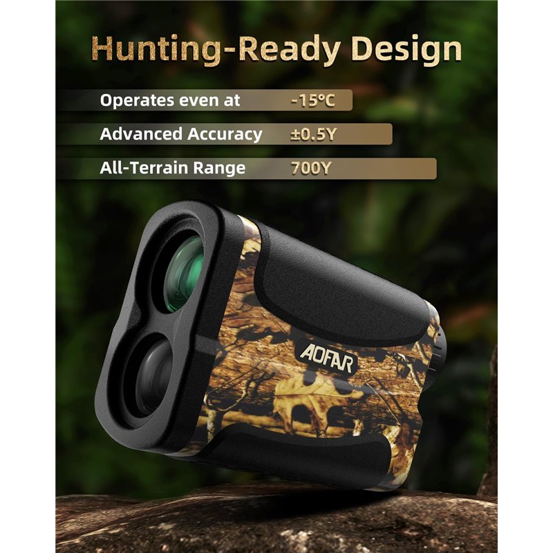 Image secondaire de AOFAR HX-700N Télémètre Chasse/Golf 700 Yards, Précision ±1m, 6X Grossissement, Mode Portée et Vitesse,Batterie Gratuite, Sac à 