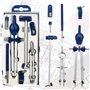 OTTYMO Kit de Compas Metal Boussole Dessin+Convertisseur Compas de Menuisier+Mine Compas de Dessin Détachable Compas Architecte