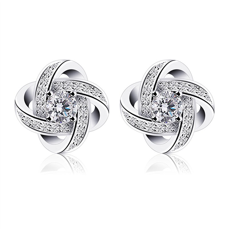 B.Catcher Femme Boucles d'oreilles en argent, Zirconium cubique, La fête des mères, Gemini clous d’oreilles, Diamantées, Parfait