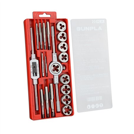 Gunpla Coffret Tarauds et Filières Métrique 20 Pièces M3-M12 en Acier Kit Tarauds à Goujure Filières de Filetage Extracteurs de