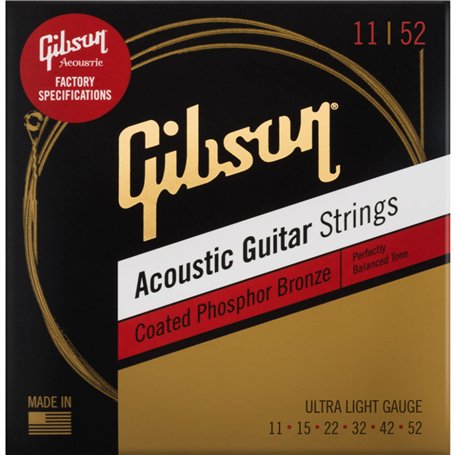 GIBSON ACCESSORIES Cordes Coated Phosphor Bronze Acoustic Ultra-Light 11-15-22-32-42-52