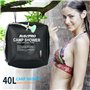 Sac de douche solaire 40 litres camping, température 45 °C randonnée, escalade